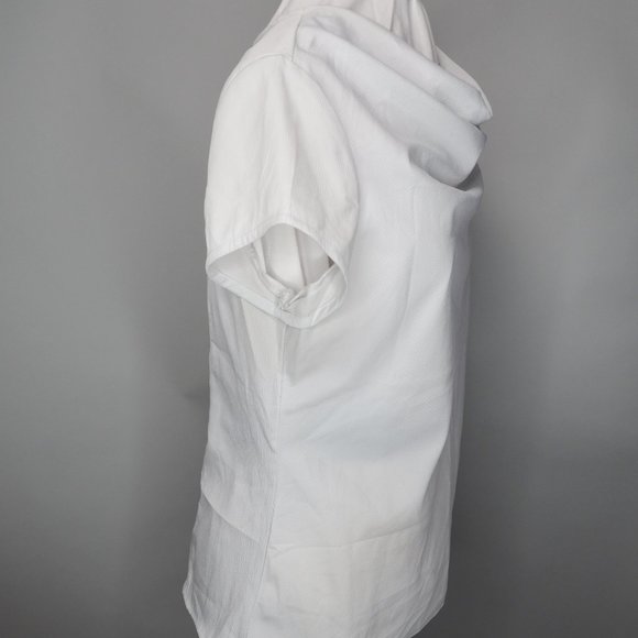 Light Gray White Crepe Cowl Neck Blouse - Picture 4 of 8